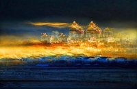 高原古寺映曙光（后期合成）